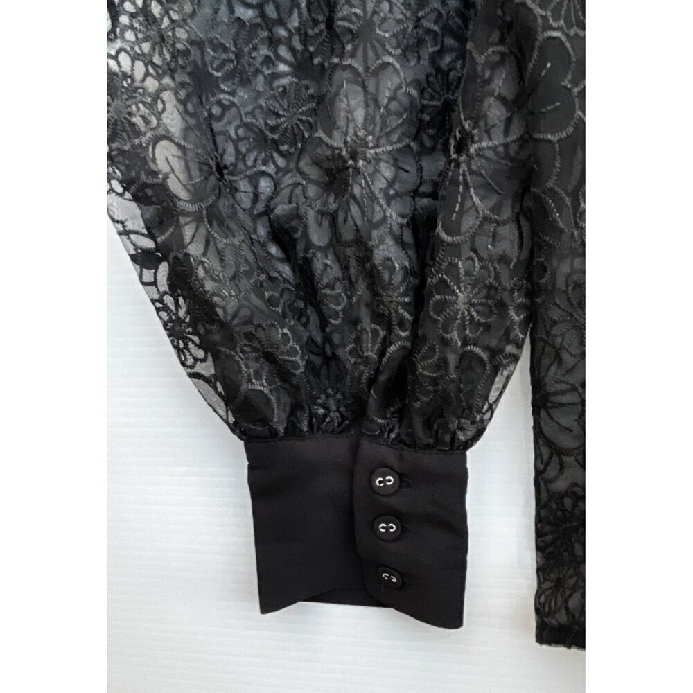 J.O.A Women’s Black Mesh Floral Sheer Collared Evening Jacket XS NWOT - Picture 4 of 12